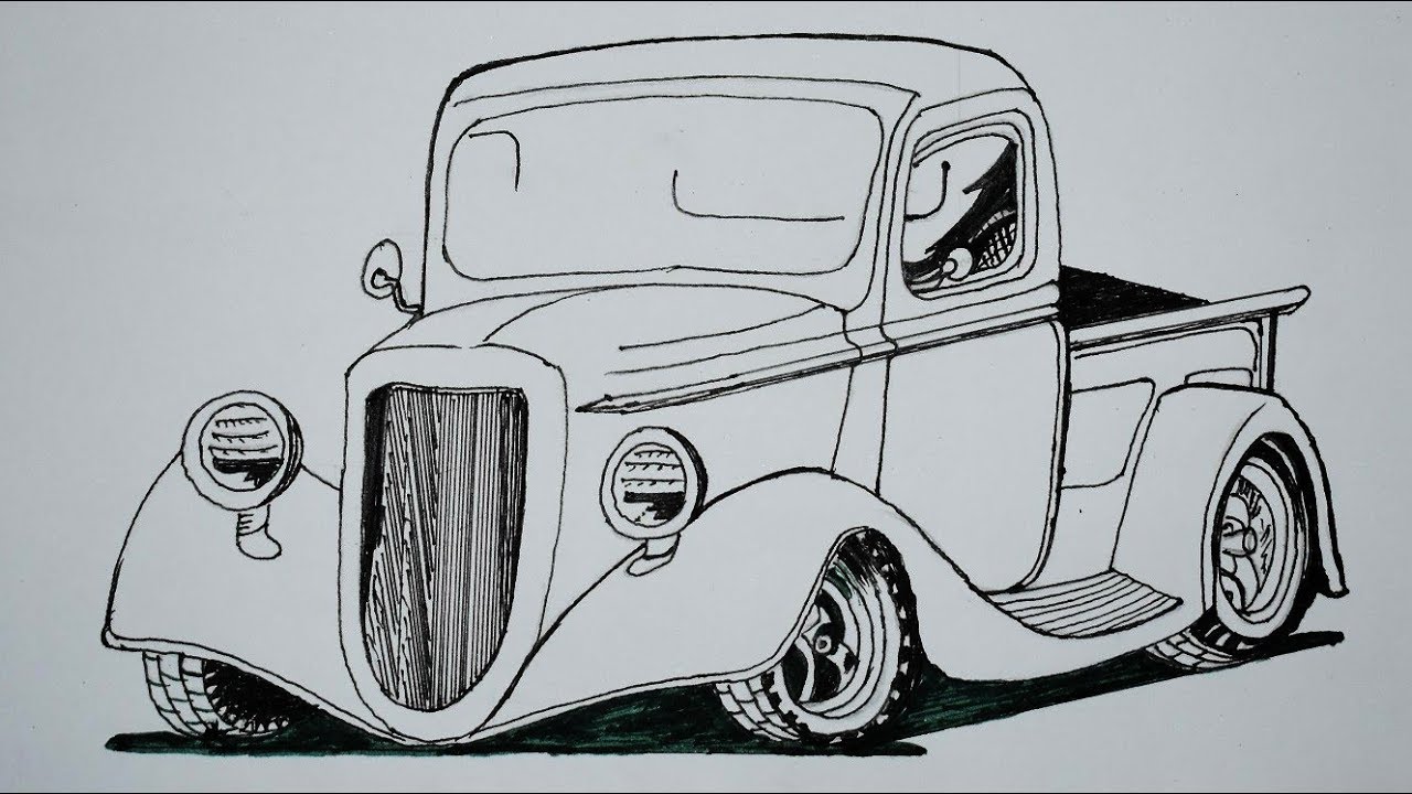 1280x720 how to draw a classic car step - Classic Car Drawing.