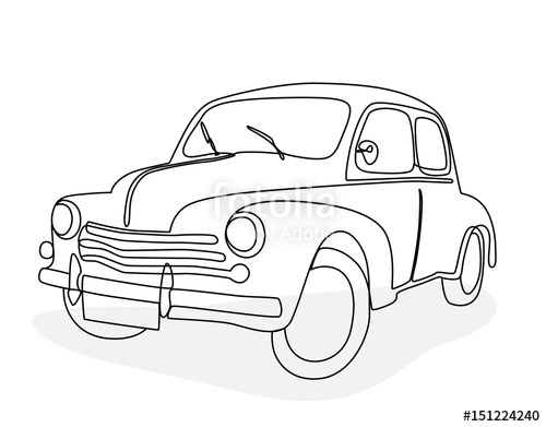 500x391 Continuous Line Drawing Of An Antique Car Stock Image And Royalty - Classic Car Line Drawings