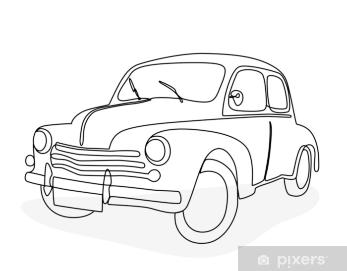 700x547 Continuous Line Drawing Of An Antique Car Wall Mural Pixers - Classic Car Line Drawings
