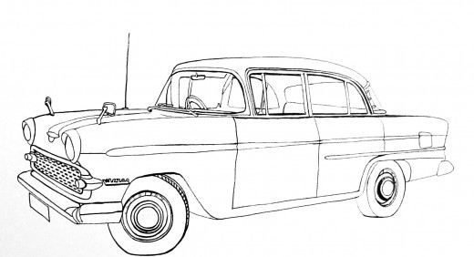 520x282 how to draw cars easy hubpages - Classic Car Line Drawings