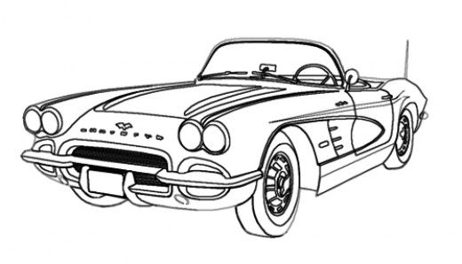 520x298 How To Draw Cars Easy Old Cars Trucks Art, Car Drawings - Classic Car Line Drawings