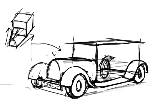 500x344 classic car drawings - Classic Car Line Drawings