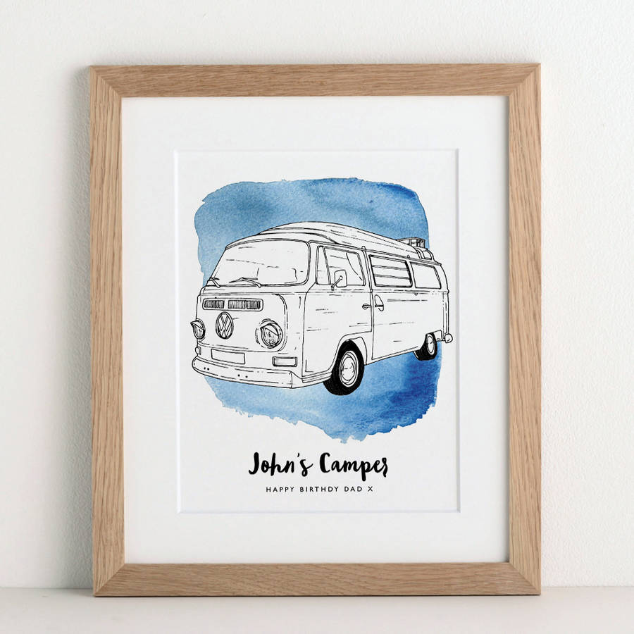 900x900 Watercolour Car Line Drawing - Classic Car Line Drawings