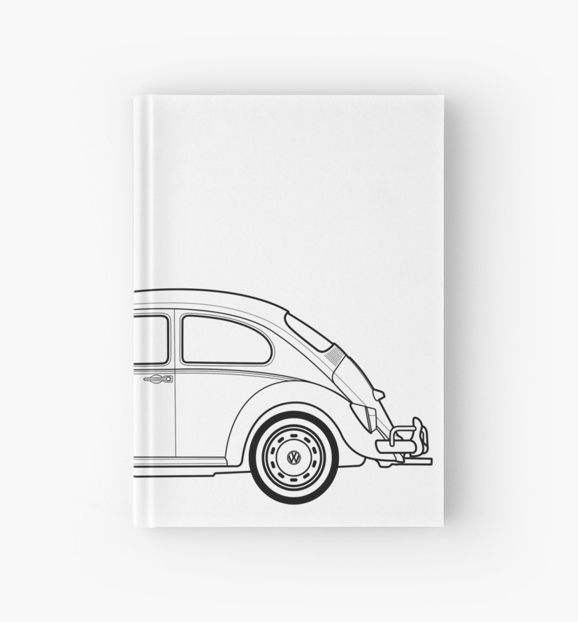 827x889 beetle car line drawing artwork hardcover journals - Classic Car Line Drawings
