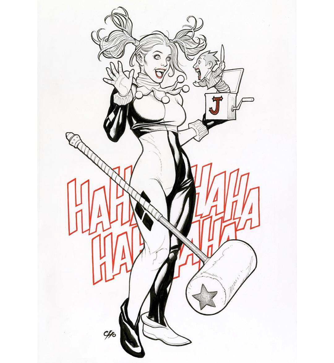 1080x1171 harley quinn - Classic Harley Quinn Drawing