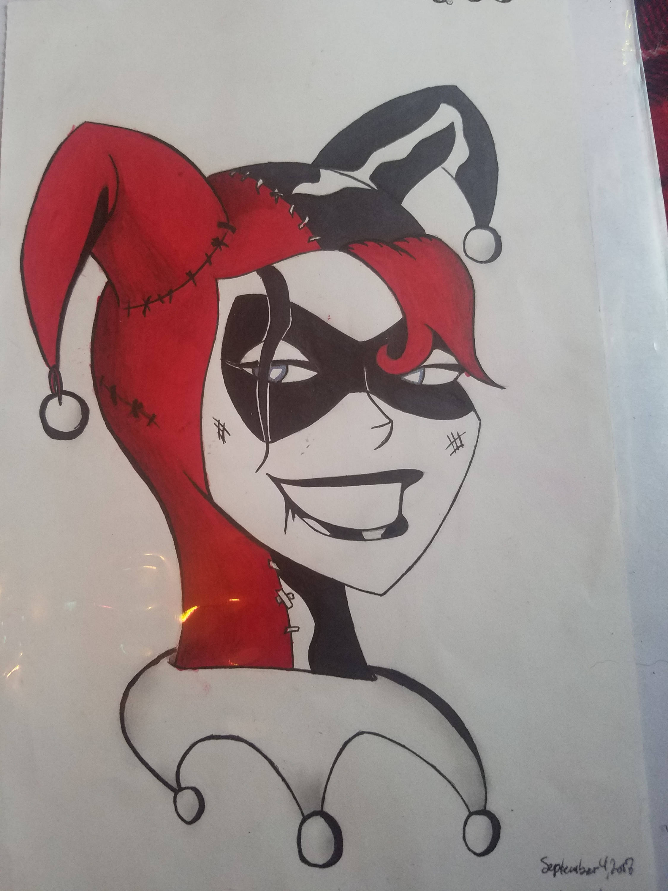 2250x3000 harley quinn pen drawing etsy - Classic Harley Quinn Drawing