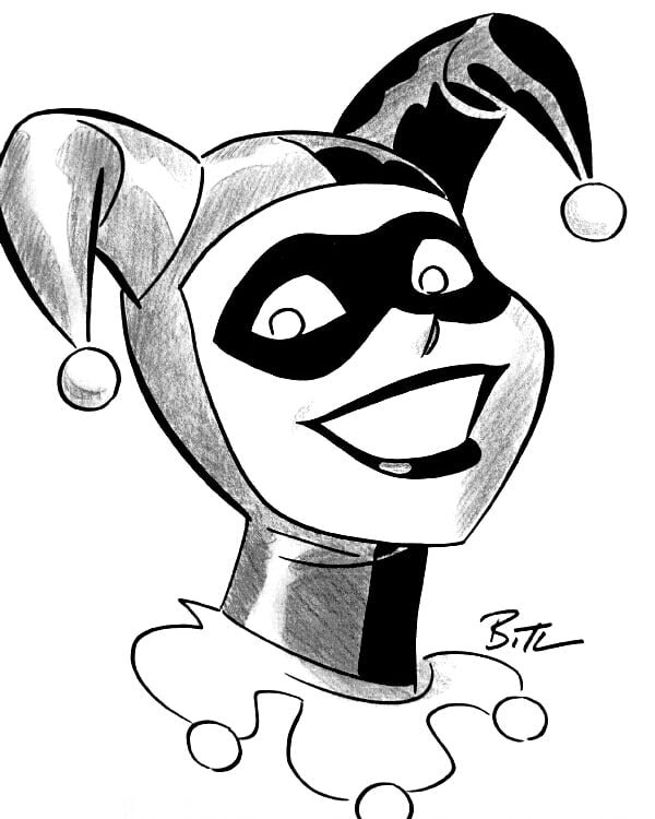 600x750 harley quinn - Classic Harley Quinn Drawing