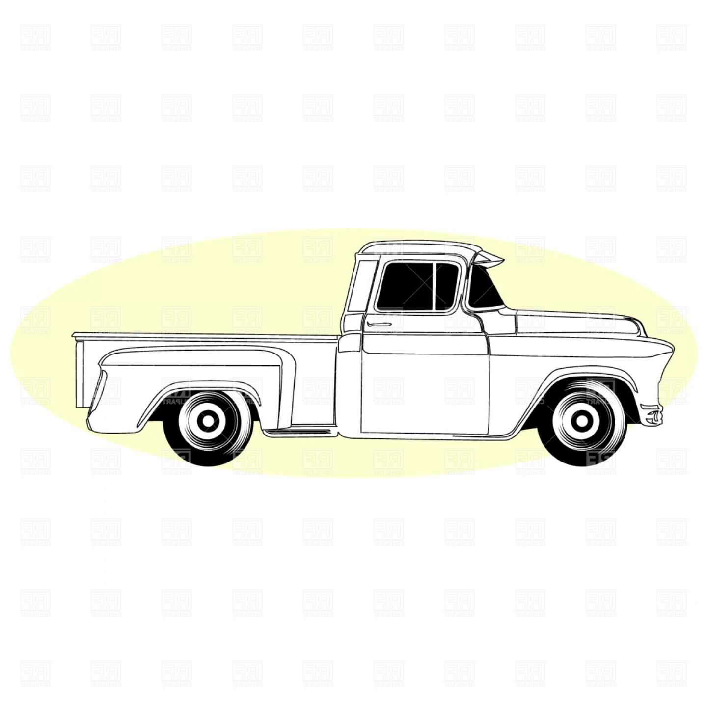 1440x1440 Retro Pick Up Truck Vector Clipart Soidergi - Classic Truck Drawing