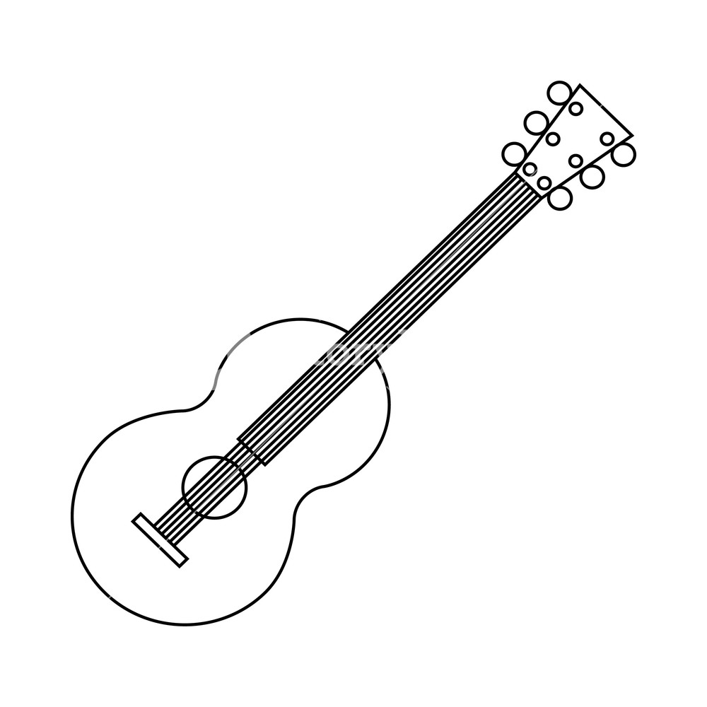 1000x1000 classical guitar icon in outline style on a white background - Classical Guitar Drawing