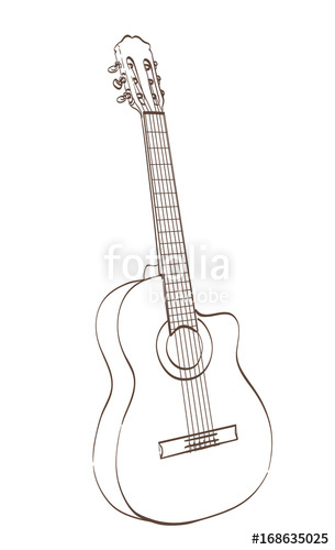 305x500 classical cutaway guitar outlines drawing vector illustration - Classical Guitar Drawing