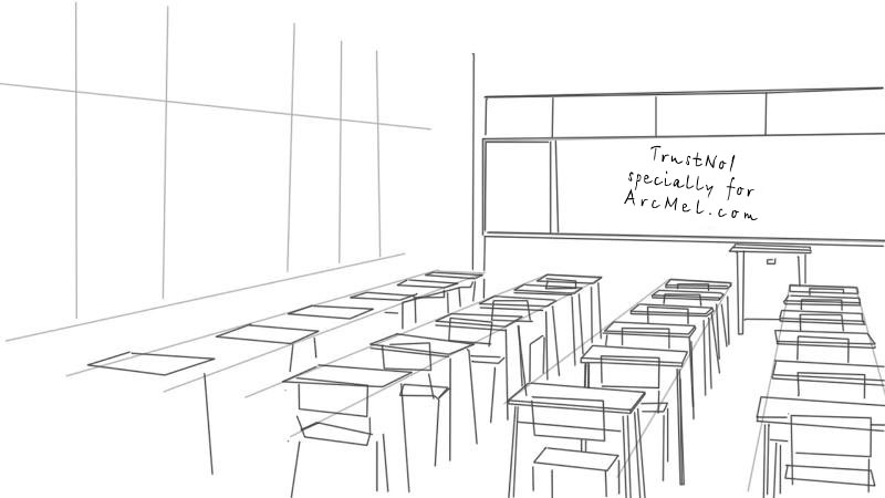 800x450 how to draw a classroom step - Classroom Drawing