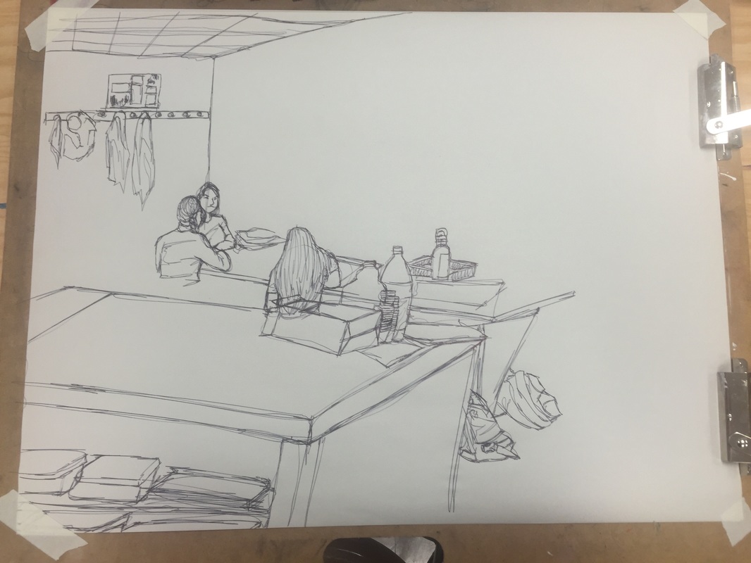1066x800 Contour Line Classroom Drawing - Classroom Line Drawing