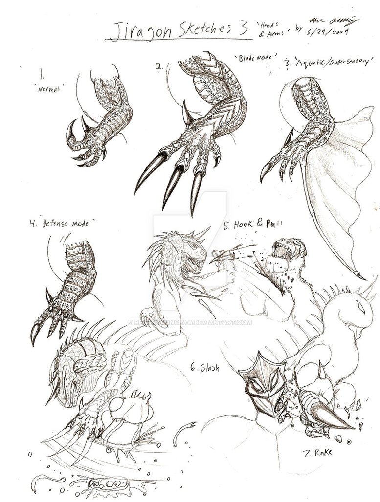 777x1028 jiragon arm and claw sketches - Claw Drawing