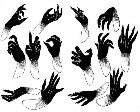 550x440 Demon Hands Photographic Print - Claw Hand Drawing