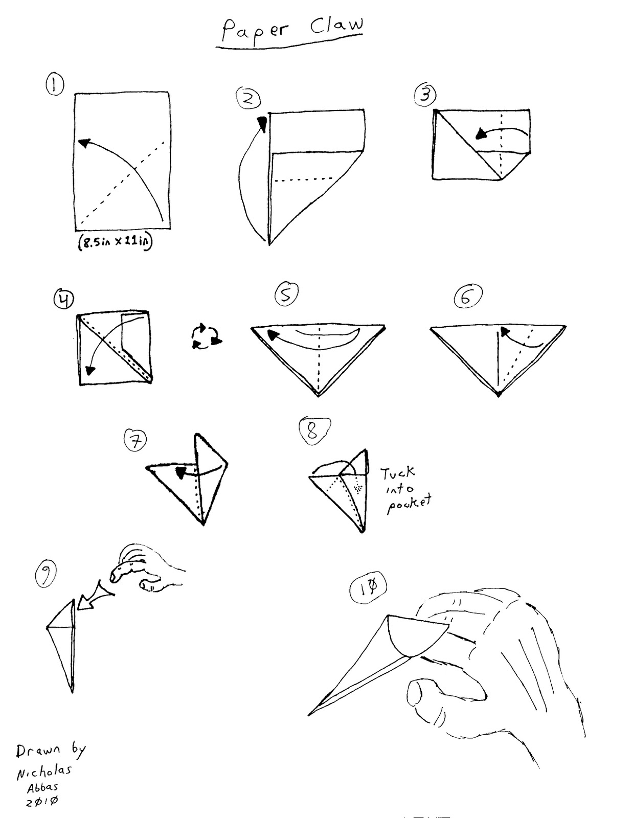 1236x1600 Origami Origami Claws - Claw Hand Drawing