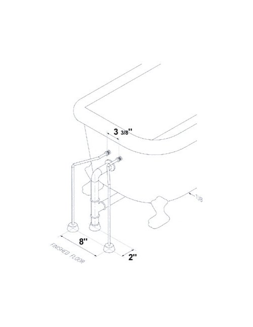500x646 clawfoot tub plumbing close to wall and joist - Clawfoot Tub Drawing