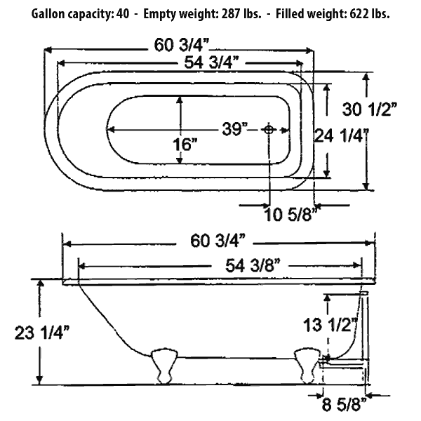 600x600 traditional style cast iron clawfoot bathtubs - Clawfoot Tub Drawing