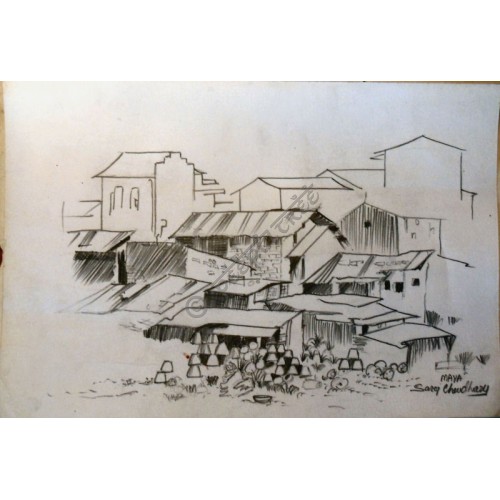 500x500 Clay Pot Maker's Original Drawing - Clay Pot Drawing