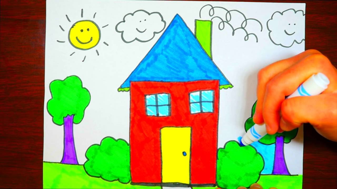1280x720 For Kids How To Draw A House - Clean House Drawing
