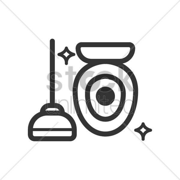 600x600 clean toilet bowl with plunger vector image - Clean Toilet Drawing