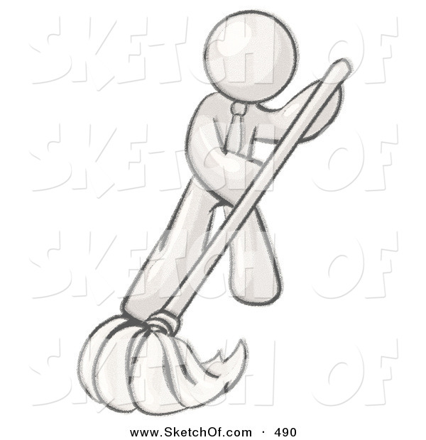 600x620 drawing of a sketched design mascot person wearing a tie, using - Cleaning Drawing