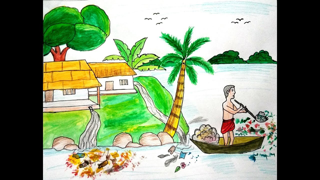 1280x720 how to draw cleaning river poster ek kadam sawchchhta ki - Cleaning Drawing