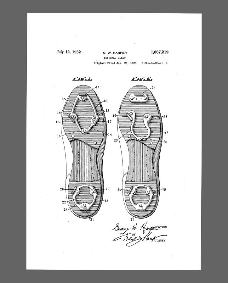 724x900 patent baseball cleats drawing - Cleats Drawing