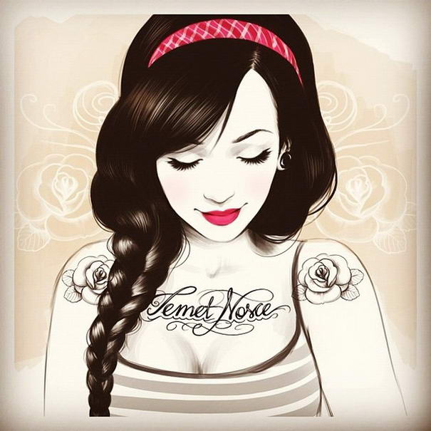 605x605 Most Beautiful Tattoo Sketches - Cleavage Drawing