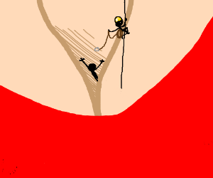 300x250 tiny man is rescued from gigantic cleavage drawing - Cleavage Drawing