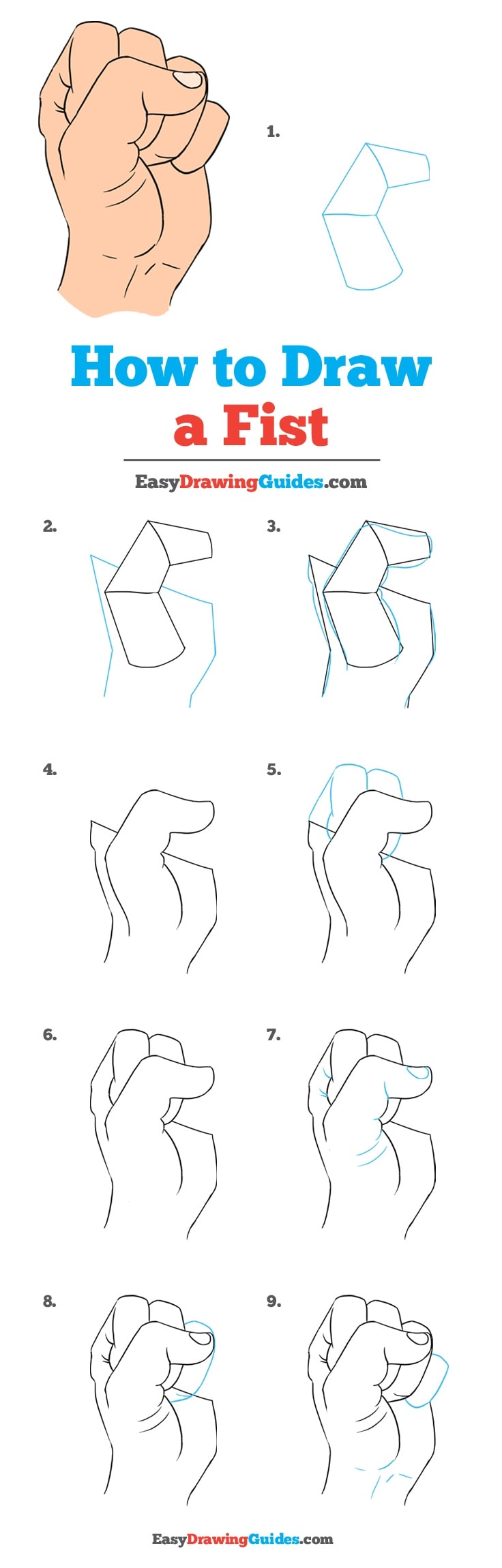 736x2300 How To Draw A Fist - Clenched Fist Drawing