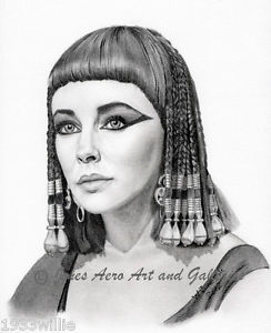 244x300 Elizabeth Taylor Cleopatra Portrait Giclee Iris Art Print - Cleopatra Drawing