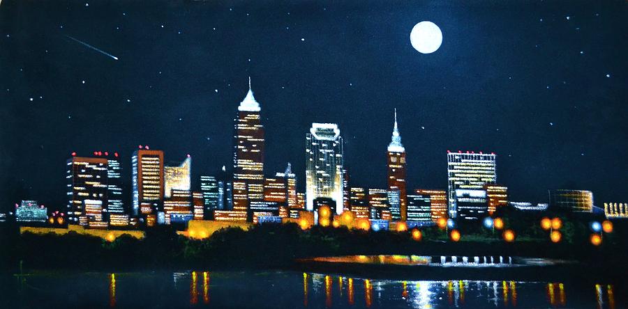 900x444 cleveland skyline painting - Cleveland Skyline Drawing