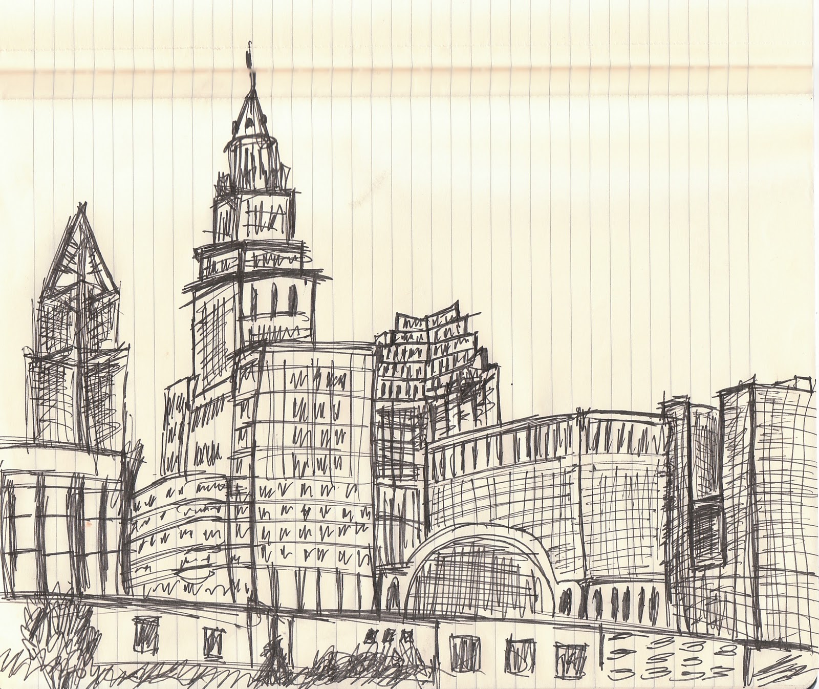 1600x1346 cleveland skyline sketch the scott o'brien - Cleveland Skyline Drawing