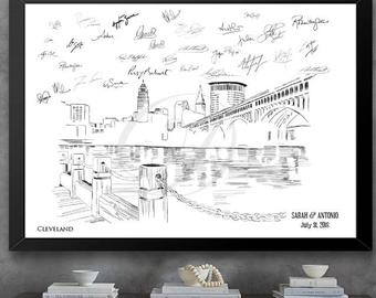340x270 cleveland skyline etsy - Cleveland Skyline Drawing