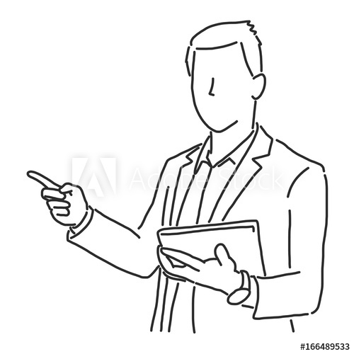 500x500 Businessman Is Standing And Showing Something To Client, Line - Client Drawing