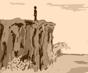 300x250 Person Silhouette Standing Atop Cliff Drawing - Cliff Drawing