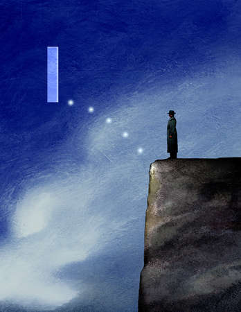 348x450 stock illustration - Cliff Edge Drawing