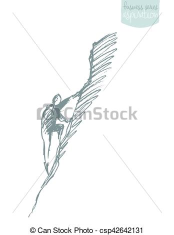 348x470 man climbing mountain peak vector sketch man climbing - Climbing Drawing