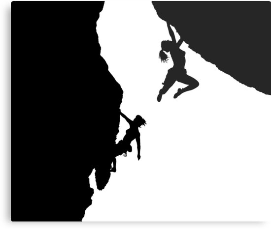550x466 women rock climbing metal print - Climbing Drawing