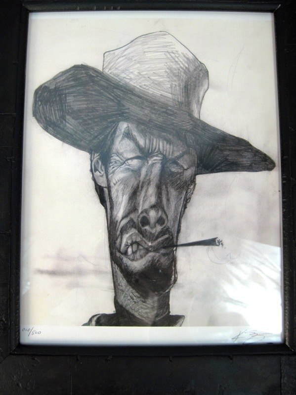 599x799 Clint Eastwood Country Pencil Drawing Abstract Art Framed - Clint Eastwood Drawing