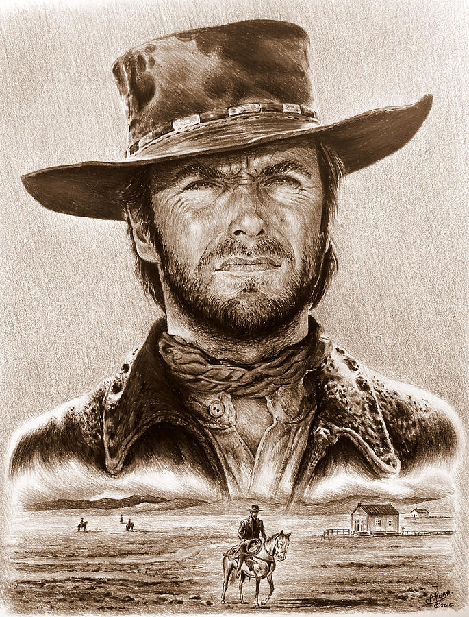 685x900 clint eastwood the stranger drawing - Clint Eastwood Drawing