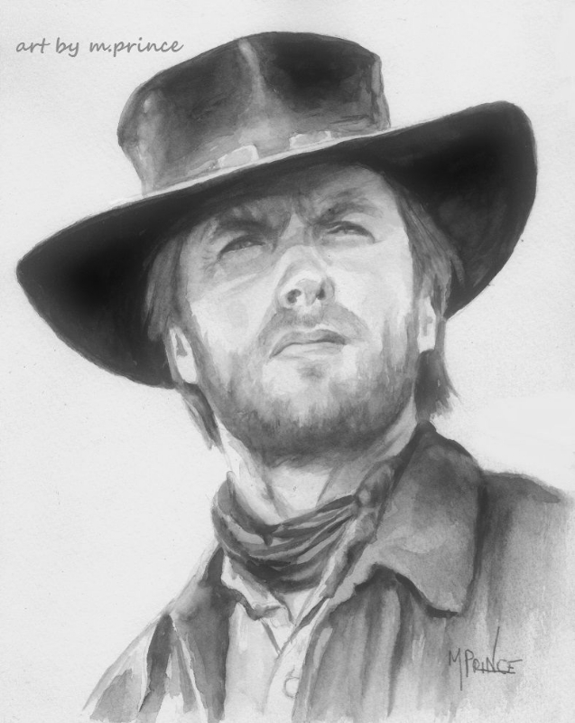 637x800 Clint Eastwood Watercolor Painting Original Art Drawing - Clint Eastwood Drawing