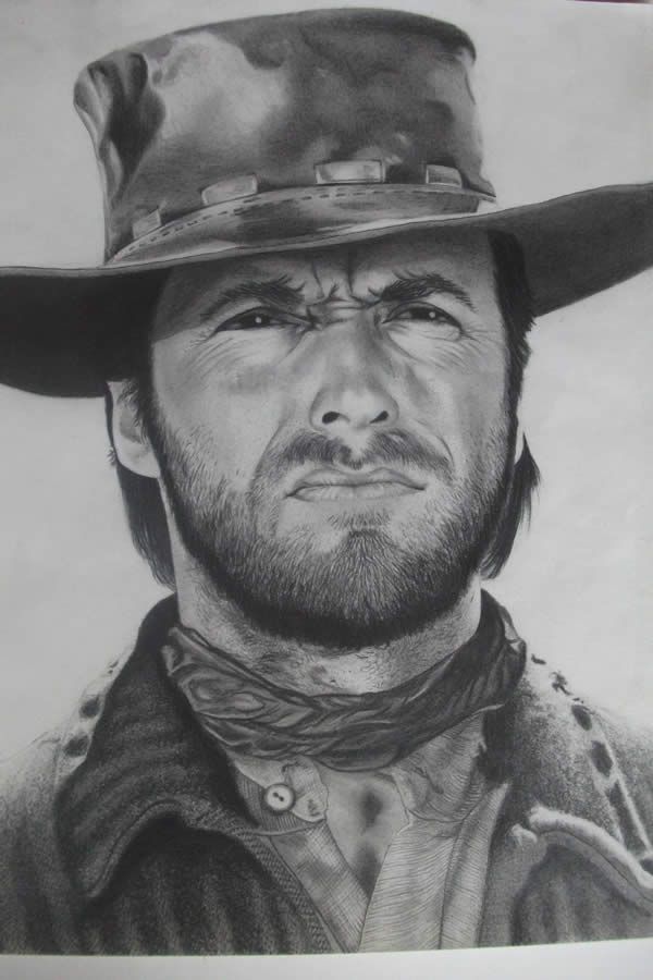 600x900 Clint Eastwood Pencil Drawing Creative Arts Drawings, Pencil - Clint Eastwood Drawing