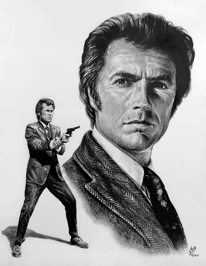 696x900 Harry Callahan Drawing - Clint Eastwood Drawing