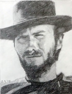 231x300 Original Portrait Drawing Of Clint Eastwood Ebay - Clint Eastwood Drawing