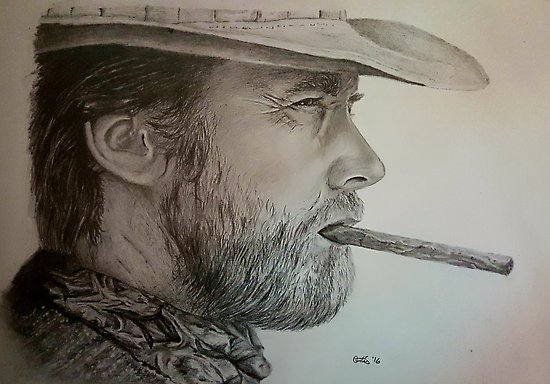 550x384 Pencil Drawing Of Clint Eastwood Posters - Clint Eastwood Drawing