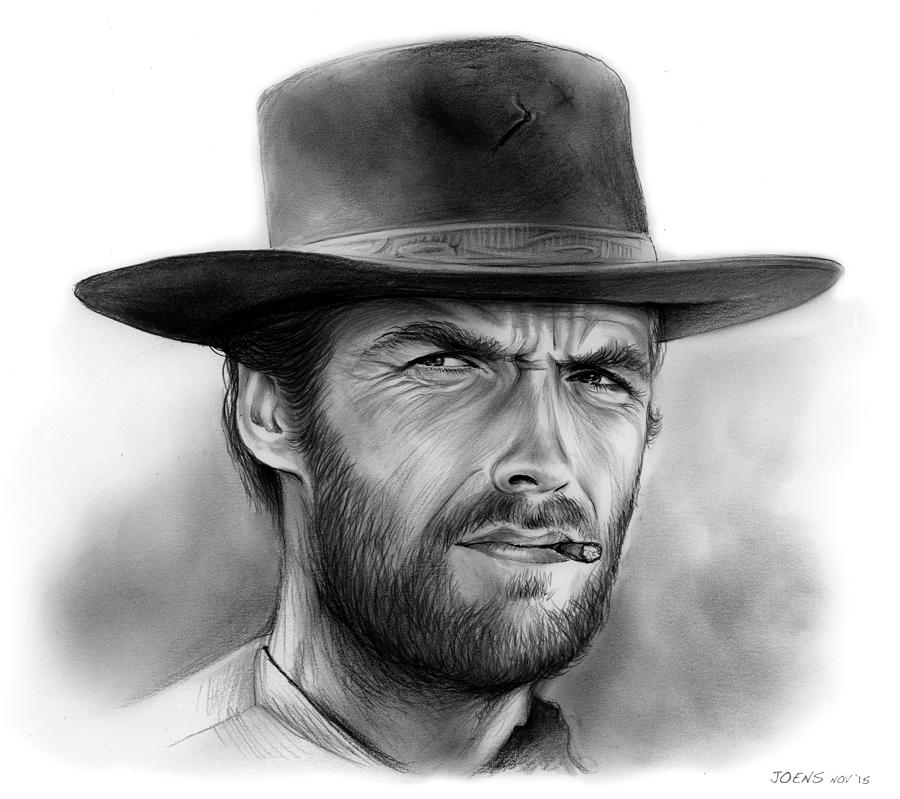 900x799 Clint Drawing - Clint Eastwood Drawing