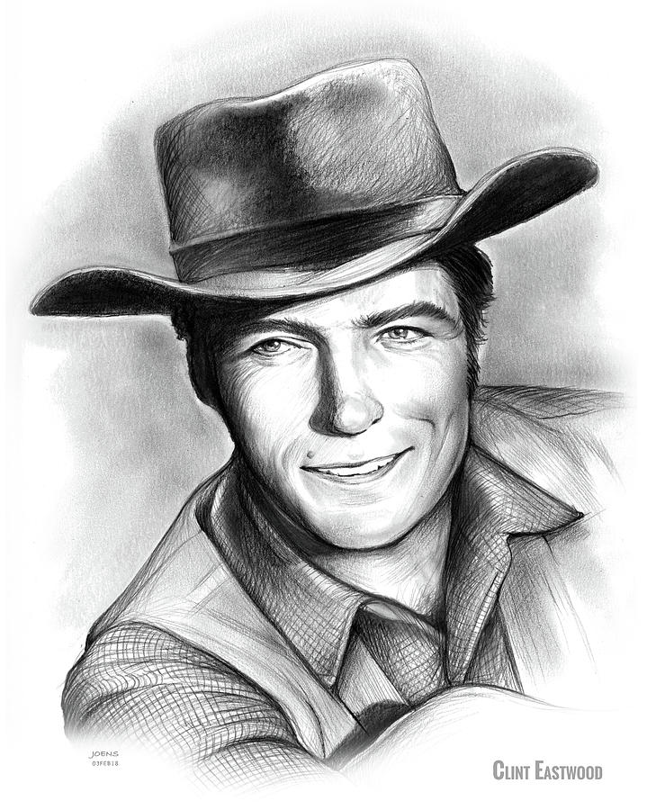 719x900 Clint Eastwood Drawing - Clint Eastwood Drawing