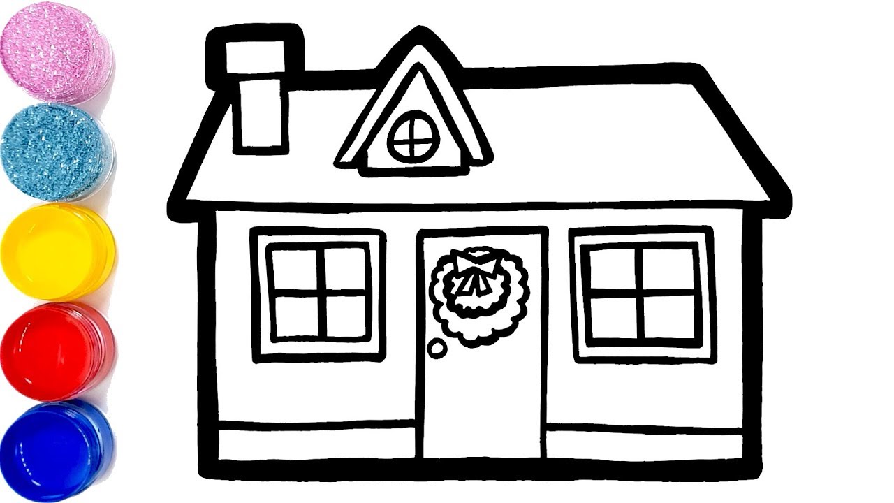 1280x720 Glitter Christmas House Coloring And Drawing For Kids, Toddlers - Clip Drawing