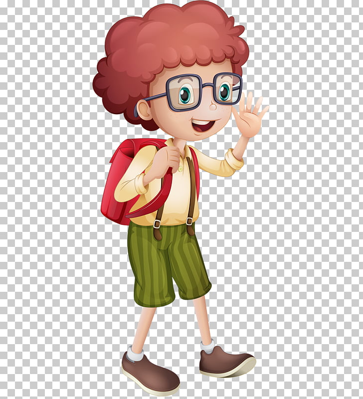 728x800 Child Drawing Illustration, School Boy, Child Wearing Backpack - Clipart Child Drawing